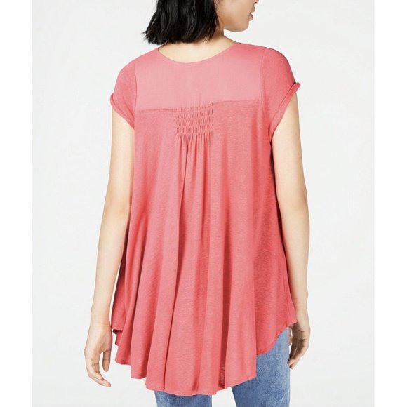 Free People Highland Smocked Shoulder Top Pink Size S - Picture 2 of 3